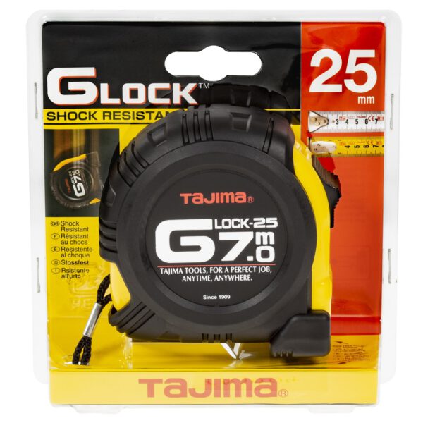 TAJIMA G-LOCK 7m/25mm Profi Mérőszalag Ütésálló Gumi borítással - Image 4