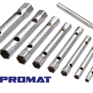PROMAT Csőkulcs Készlet, 8 Darabos(6-22mm) - Tommy Rúd Mellékelve - C35 Keménységű, Edzett Csőacél - Varratmentes - Matt Króm Felület