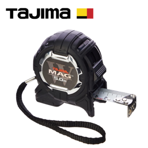 TAJIMA W-MAG 5m/25mm-es Mágneses Professzionális Mérőszalag, Egyedülálló Mágneses Talp/Végkampó