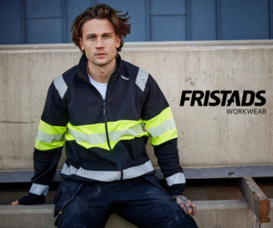 FRISTADS High Vis Cipzáras Pulóver CL 1 7531 GKC, Fekete és Matrózkék Szín
