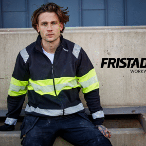 FRISTADS High Vis Cipzáras Pulóver CL 1 7531 GKC, Fekete és Matrózkék Szín