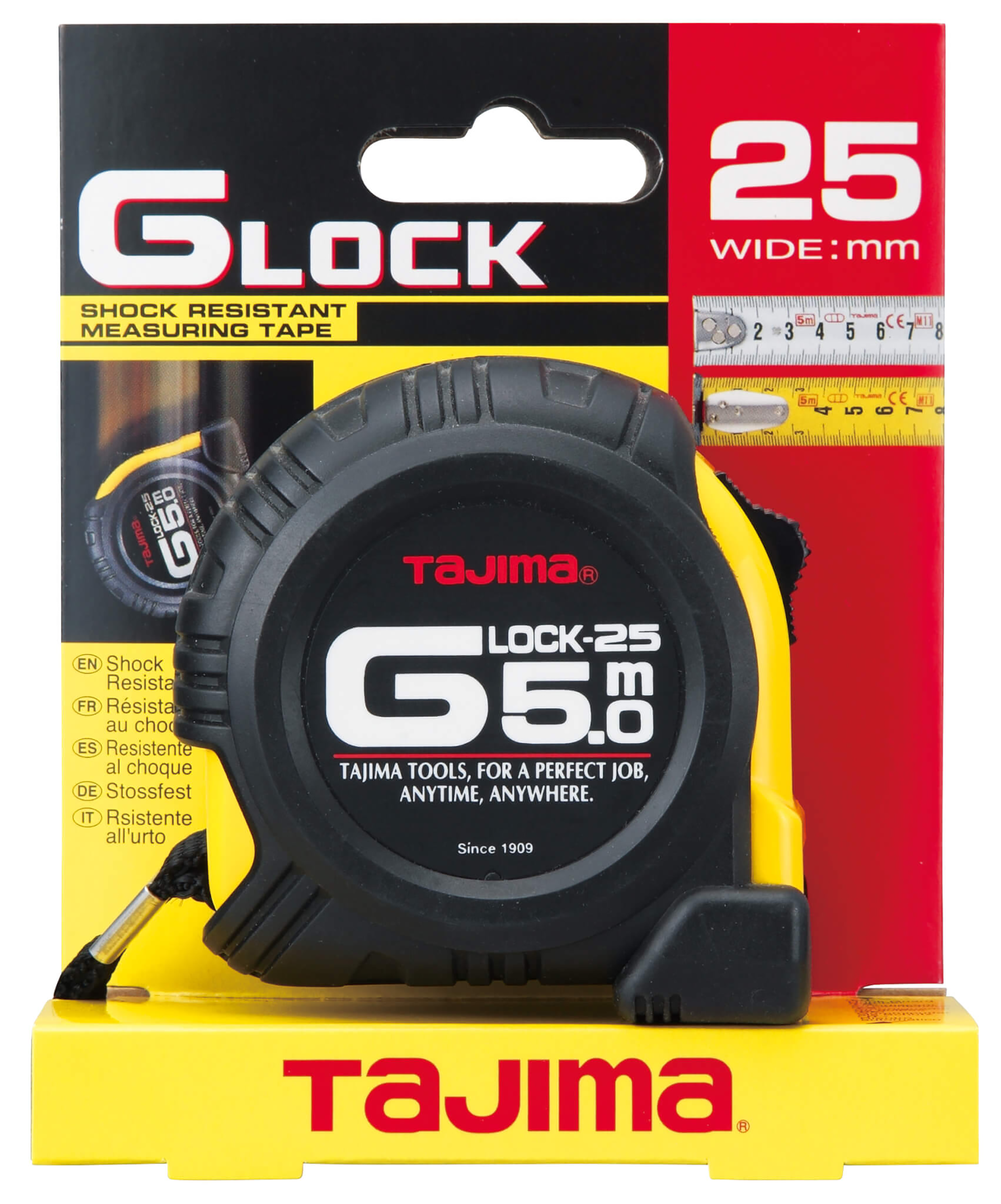 TAJIMA G-LOCK 5m/25mm Profi Mérőszalag Ütésálló Gumi borítással - Image 2