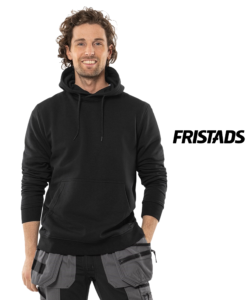 FRISTADS Kapucnis Pulóver 7736 SWB, Kenguru Zseb - Fekete Szín