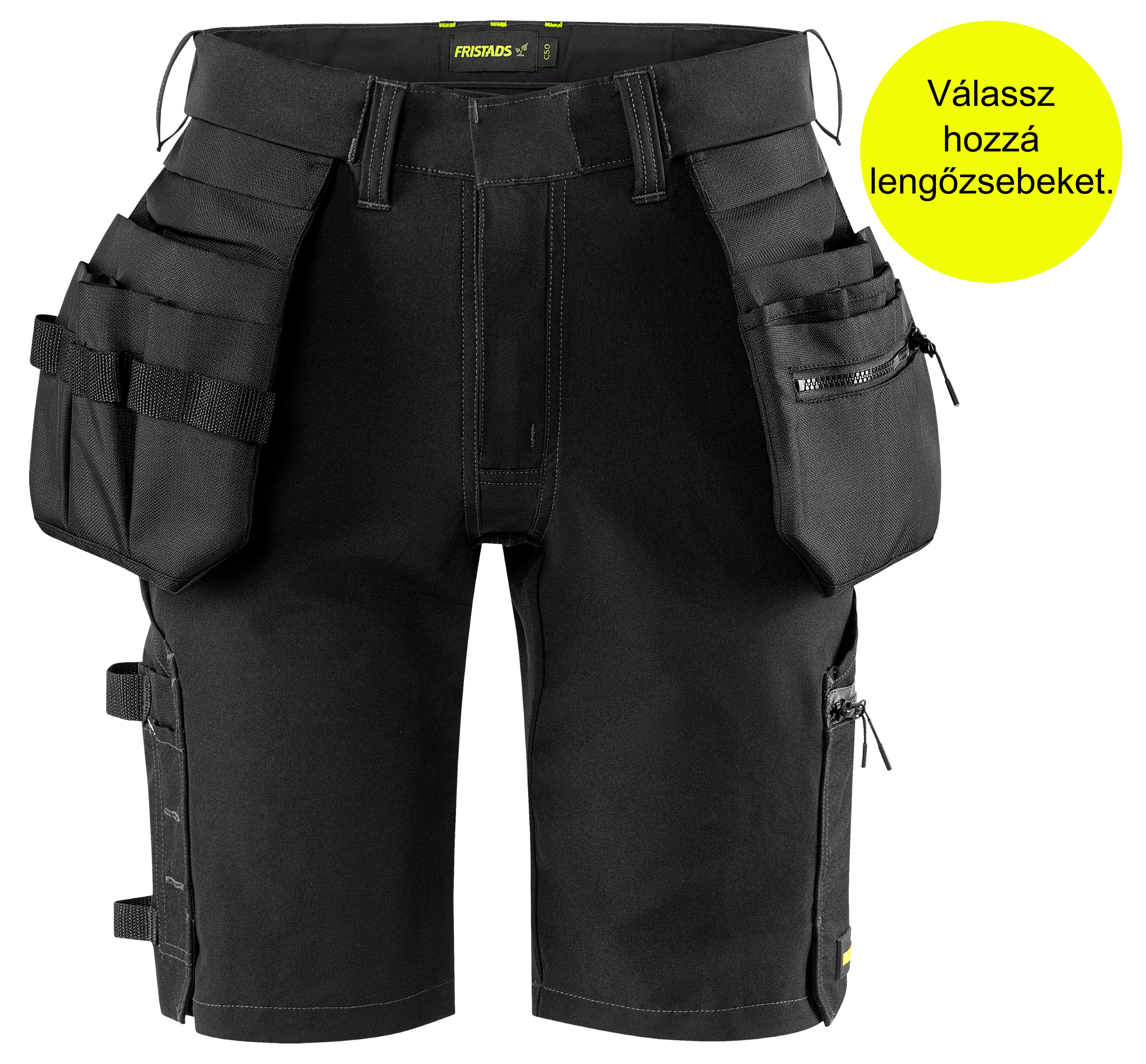 FRISTADS Flex Craftsman Szakiparos Sztreccs Rövidnadrág 2803 GHST, Fekete Szín - Lengőzsebbel Kiegészíthető! - Image 6