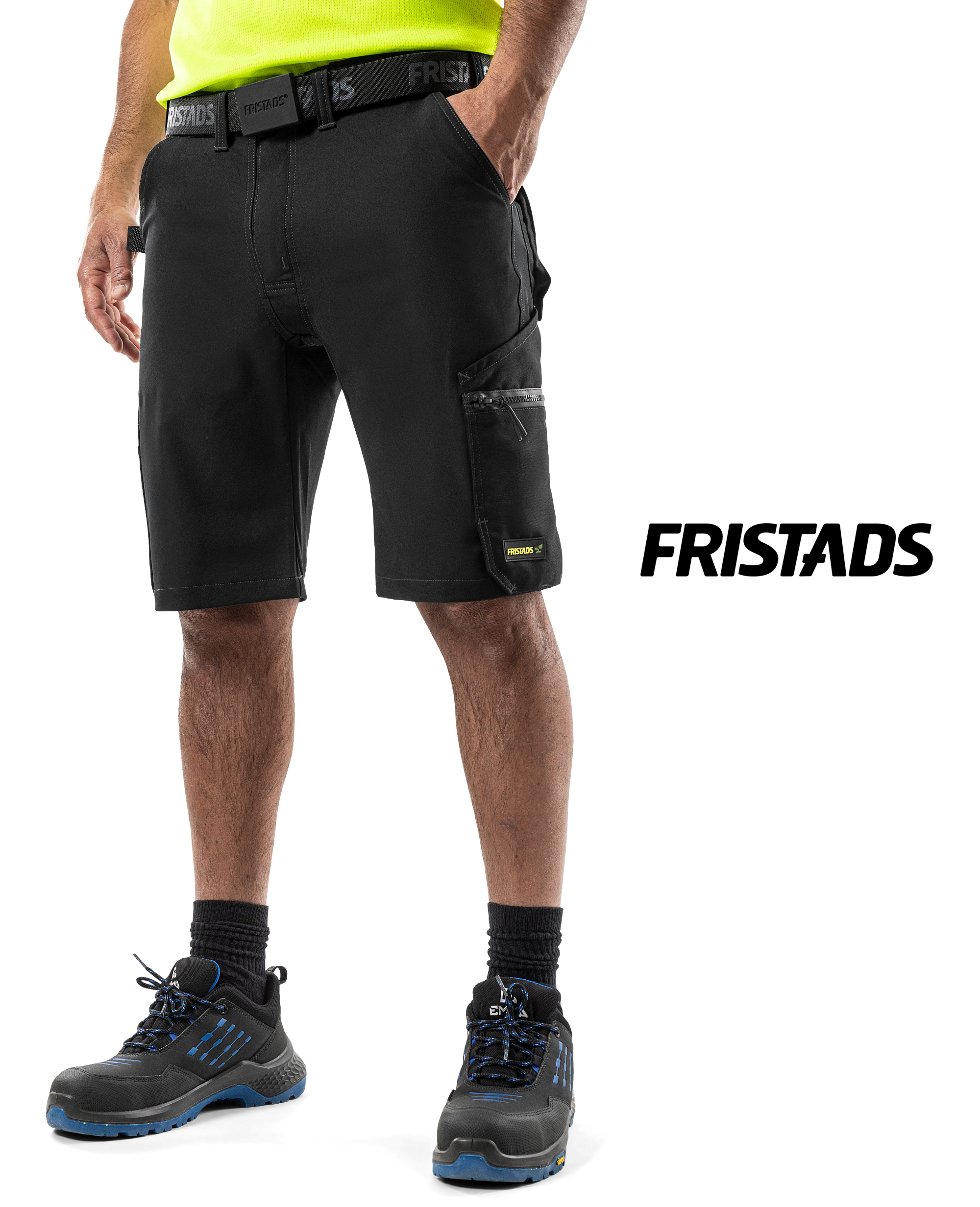 FRISTADS Flex Craftsman Szakiparos Sztreccs Rövidnadrág 2803 GHST, Fekete Szín - Lengőzsebbel Kiegészíthető!