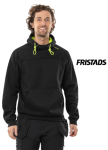 FRISTADS Kapucnis Pulóver 7551 GSM, Fekete és Sötét Matrózkék Szín - Kenguru Zseb