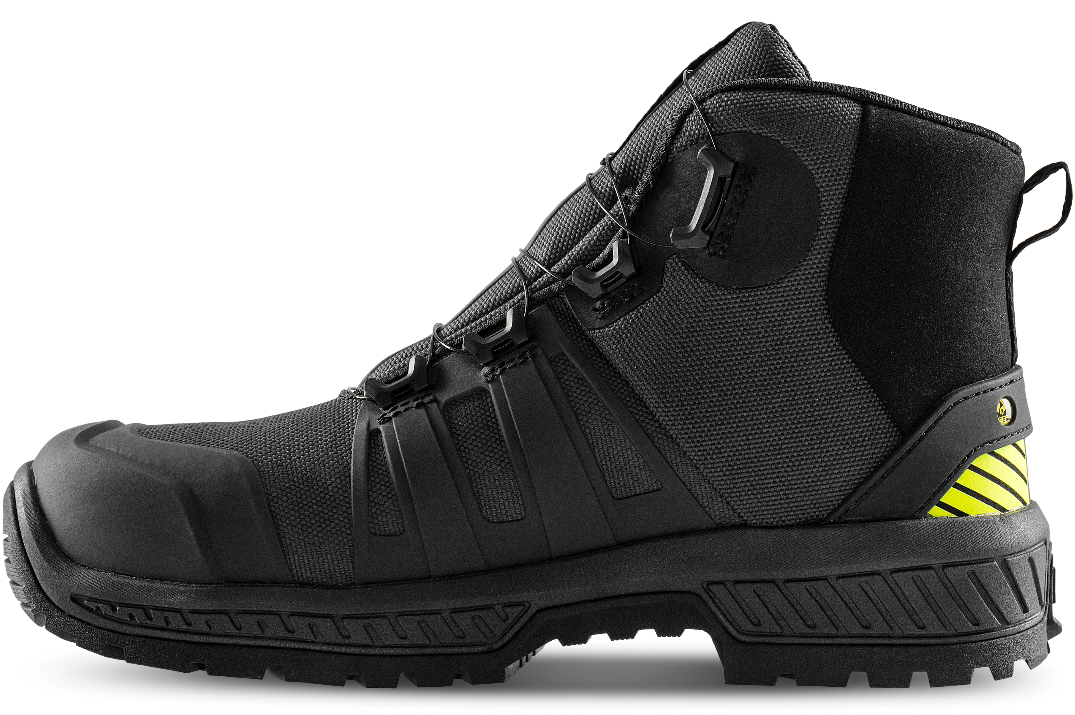 FRISTADS ComfortStep Magas Szárú Védőlábbeli, S3S – CORDURA® – BOA® Fit Fűzőrendszer – Antracit Szürke/Neonsárga Szín – 36-48 Méret - Image 3