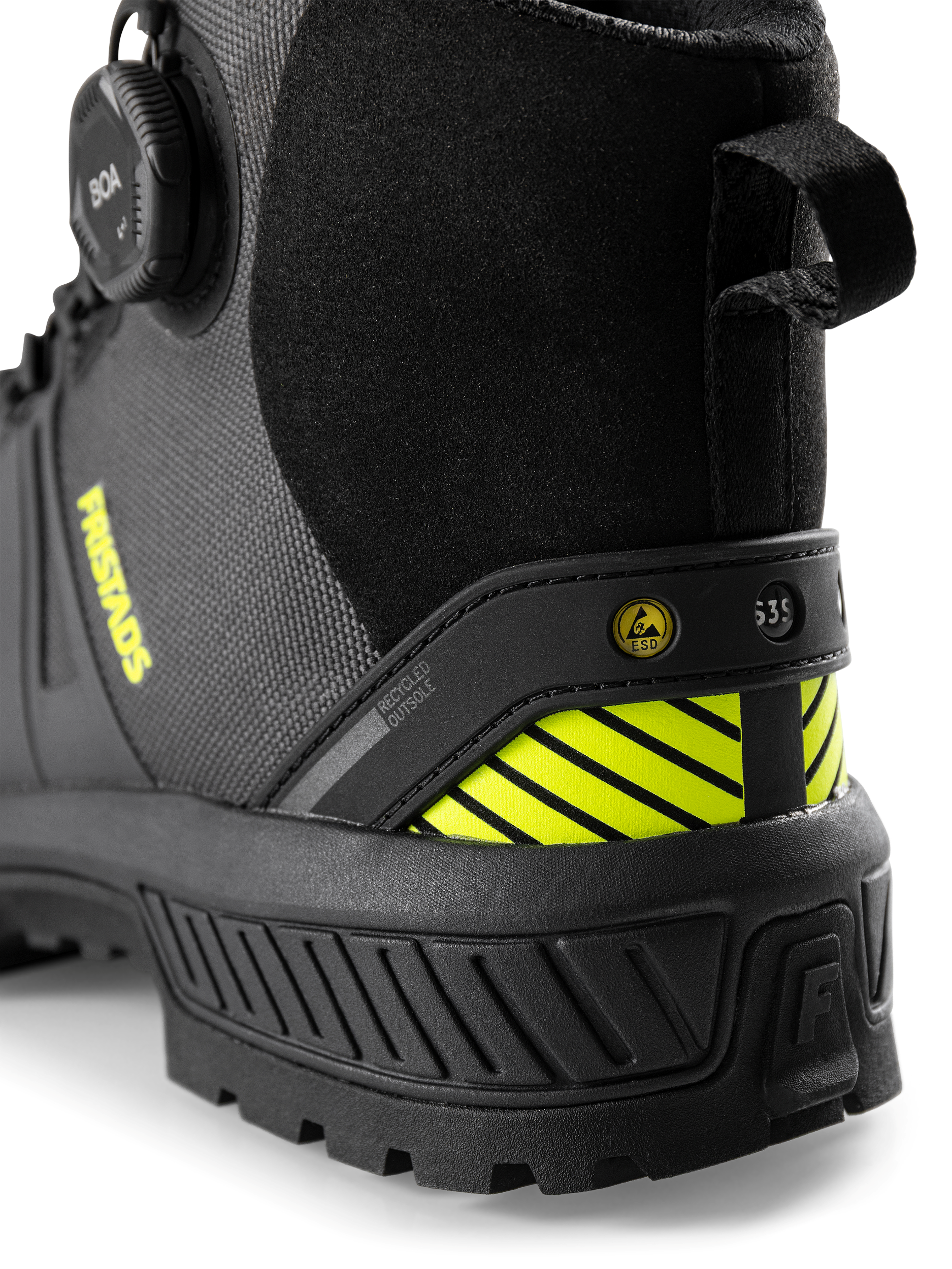 FRISTADS ComfortStep Magas Szárú Védőlábbeli, S3S – CORDURA® – BOA® Fit Fűzőrendszer – Antracit Szürke/Neonsárga Szín – 36-48 Méret - Image 7