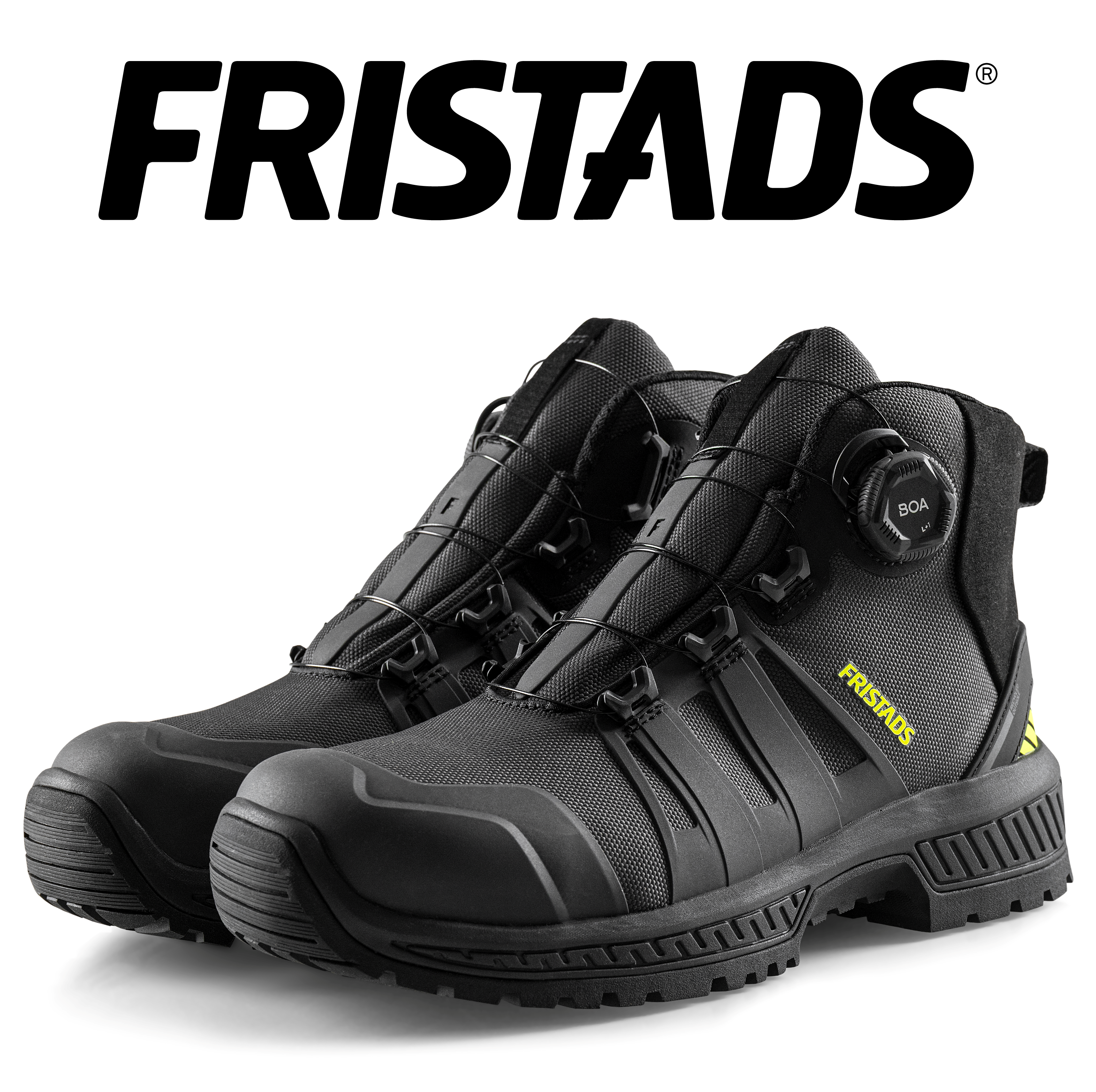 FRISTADS ComfortStep Magas Szárú Védőlábbeli, S3S – CORDURA® – BOA® Fit Fűzőrendszer – Antracit Szürke/Neonsárga Szín – 36-48 Méret